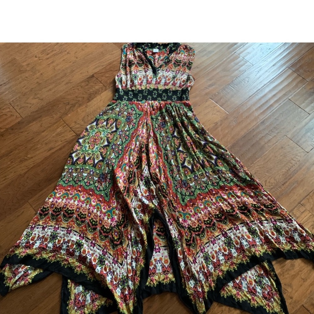 Bila Multicolor Floral Boho Maxi Dress - Black Trim - Picture 6 of 11